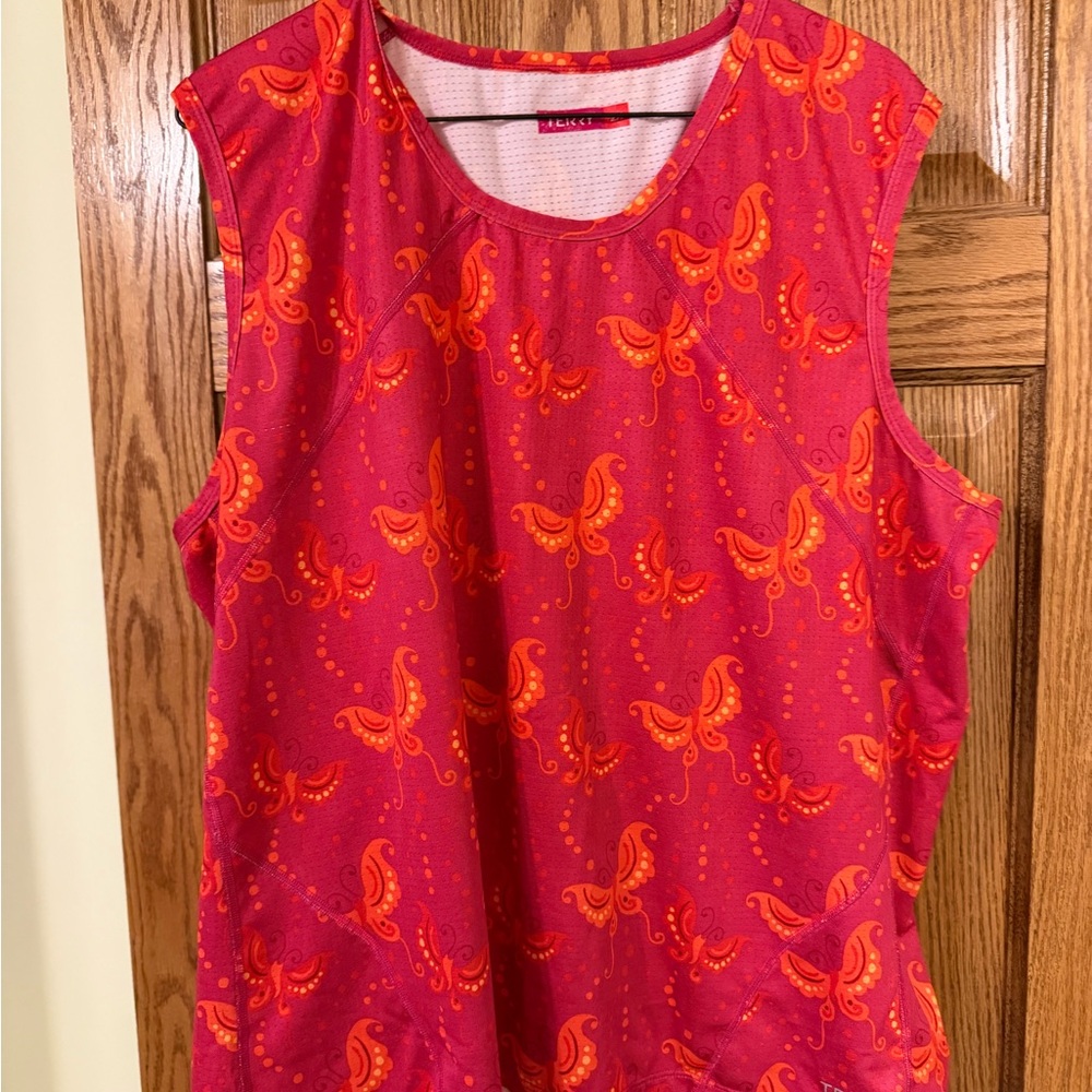 Terry Vibrant Red and Orange Women's Sleeveless Top